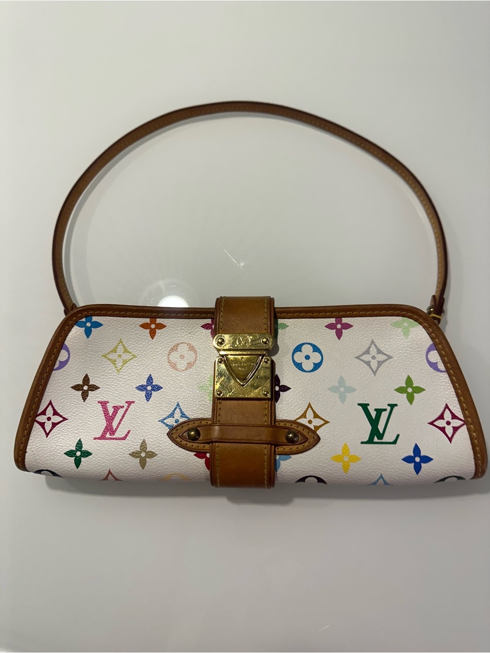 Louis Vuitton Shirley Murakami White Monogram Pochette / Clutch / Shoulder Bag